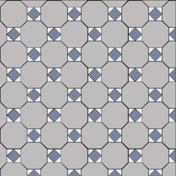 Керамогранит M7531/6602/7112 Октагон серый / Квадрат голубой / Треугольник белый на сетке 320x320 Metlah.Store