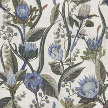 Керамогранит Mural Blue Leaves 20x20 (комп/36шт) Mainzu