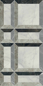 Керамогранит PF60014088 Tarsia Frame Nero Deco Lux 3D Rett 60x120 Versace (Gardenia Orchidea)