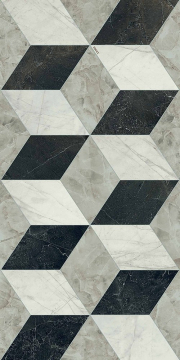 Керамогранит PF60014098 Tarsia Cubical Nero Deco Lux 3D Rett 60x120 Versace (Gardenia Orchidea)