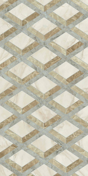 Керамогранит PF60014144 Tarsia Lozenge Avorio Deco Lux 3D Rett 60x120 Versace (Gardenia Orchidea)