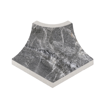 Керамогранит Плинтус радиальный внешний угол Marble 441 Ceniza R9 42х33х50 Kerastep