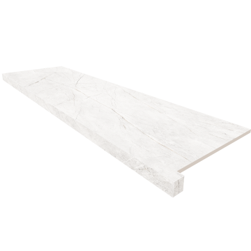 Керамогранит Подоконник угловой NL00 Nolana White Неполированный с боковым выступом (правый) 33х120 Estima