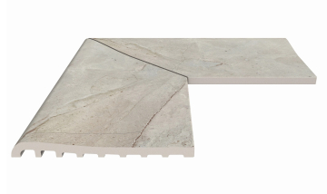Керамогранит Угол фарфорового плоского поручня наружный Beige Stone 25x50 Serapool