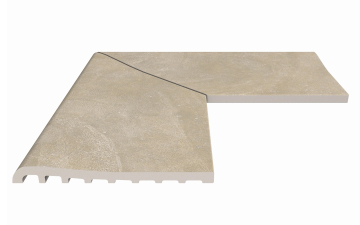 Керамогранит Угол фарфорового плоского поручня наружный Pool Garden Beige 25x50 Serapool