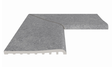 Керамогранит Угол фарфорового плоского поручня внутренний Cement Grey 25x50 Serapool