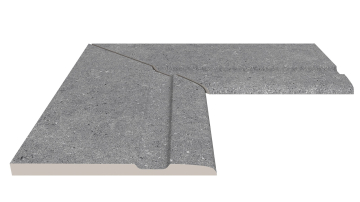 Керамогранит Угол фарфорового поручня внутренний 90 Cement Grey 25x50 Serapool