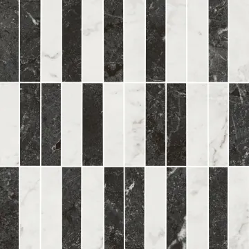 KMD2MSA003BR Мозаика Декор Тубкаль мозаичный микс чёрный белый глянцевый обрезной 30x30x0,9 Kerama Marazzi