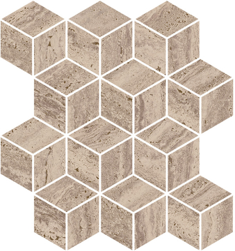 KMD2MSM017BR Мозаика Декор Про Травертин мозаичный бежевый тёмный матовый обрезной 34,5x37x0,9 Kerama Marazzi