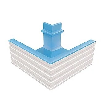 KP141 Керамогранит Переливной лоток керамический наружный угол Light Blue 25,5x25,5 Serapool