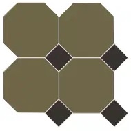 M6731/6302 Керамогранит Октагон зеленый / Квадрат черный на сетке 305х305 Metlah.Store