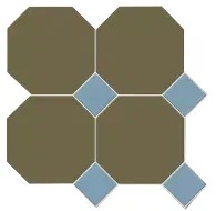 M6731/6602 Керамогранит Октагон зеленый / Квадрат голубой на сетке 305х305 Metlah.Store