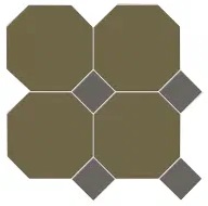 M6731/6802 Керамогранит Октагон зеленый / Квадрат темно-серый на сетке 305х305 Metlah.Store