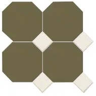 M6731/7102 Керамогранит Октагон зеленый / Квадрат белый на сетке 305х305 Metlah.Store