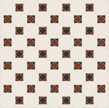 M7131/6102/6302/6312/6112 Керамогранит Октагон белый / Квадрат красный-черный / Треугольник черный-красный на сетке 320x320 Metlah.Store