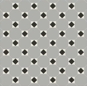 M7531/6302/7112 Керамогранит Октагон серый / Квадрат черный / Треугольник белый на сетке 320x320 Metlah.Store