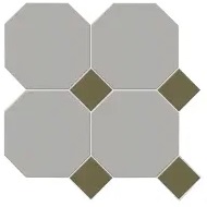 M7531/6702 Керамогранит Октагон серый / Квадрат зеленый на сетке 305х305 Metlah.Store