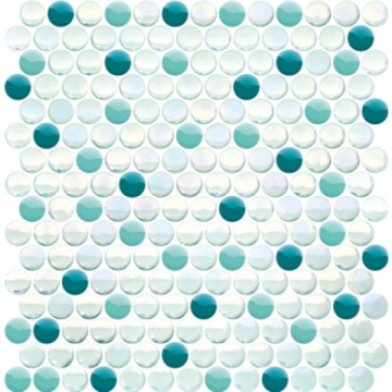 Мозаика 506 Piena белая с бирюзовым перламутровая 26.5x28.5 Keramissimo