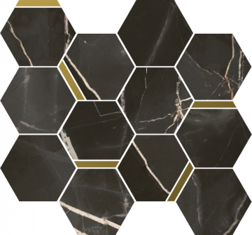 Мозаика 620110000226 Stellaris Absolut Black Mosaico Chic Nat 28.3x32.8 Italon