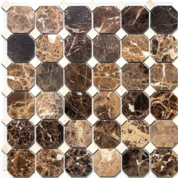 Мозаика 7M022+7M030-BP мозаика Мрамор 48х48+15x15 305х305 Natural