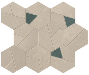 Мозаика A0QO Boost Pro Cream Mosaico Hex Blue 25x28,5 Atlas Concorde