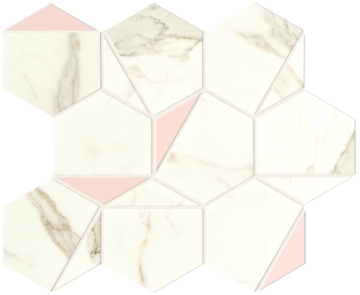 Мозаика A4WS Marvel Calacatta Prestigio Rose Hex Silk 25,1x29 Atlas Concorde