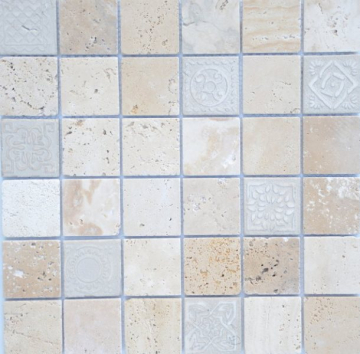 Мозаика Art Travertino beige MAT 48x48x8 300x300x8 Caramelle Mosaic