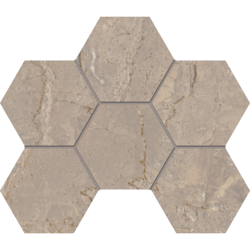 Мозаика BR02 Bernini Hexagon Beige Мозаика полированная 25x28,5 Estima