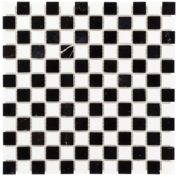 Мозаика DAO-609-23-4 Nero marquina, Tassos white 2.3х2.3 30х30 DAO