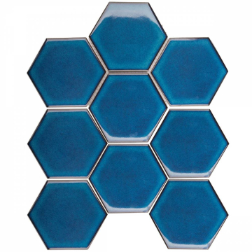 Мозаика JJFQ80048 Hexagon big Deep Blue Glossy 25.6х29.5х6 StarMosaic