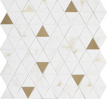Мозаика M8H1 Allmarble Wall Golden White Satin Mosaico Tria 40х43 MARAZZI Italy