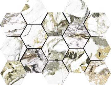 Мозаика MALLA HEX CR LUX GROTTA ORO 32.5x22.5 Pamesa