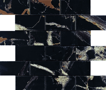 Мозаика Mosaic Alcantro Nero Brick bone 34.6x29.7 Velsaa