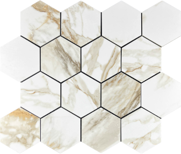 Мозаика Mosaic Calacata Paonazzo 78 Hexagone 28x33 Velsaa