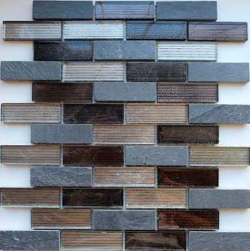 Мозаика Naturelle Alcantara Nero 23x73 30.5х30.5 Caramelle Mosaic