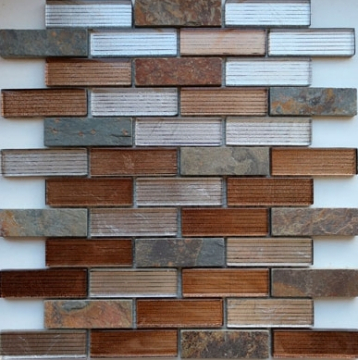 Мозаика Naturelle Alcantara Ruggine 23x73 30.5х30.5 Caramelle Mosaic