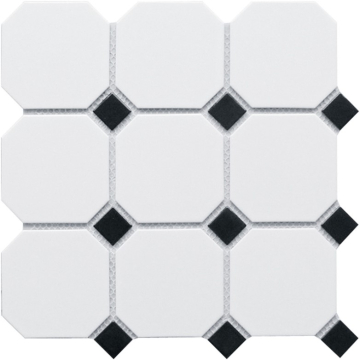 Мозаика Octagon big White/Black Matt (CLA006) 30х30 StarMosaic