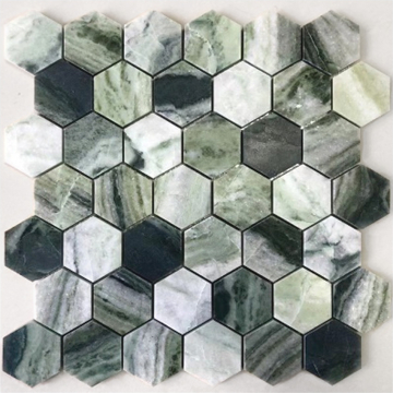 Мозаика Onice Verde oliva POL hex 23x40x7 292x289x7 Caramelle Mosaic