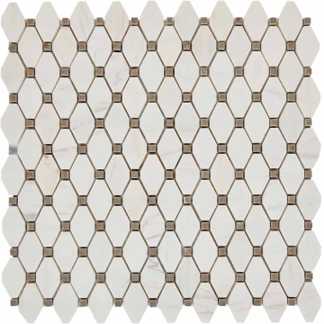 Мозаика PIX284 Bianco Dolomite, Cinderella Grey из мрамора полированная 39x24 286х295x7 Pixmosaic