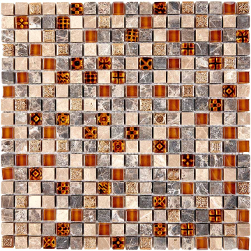 Мозаика PIX720 Мозаика из мрамора и стекла 15x15 300х300x8 Pixmosaic