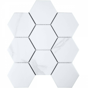 Мозаика PMFQ82223 Hexagon big Carrara Matt 25.6х29.5х6 StarMosaic