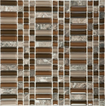 Мозаика S-809 стекло камень (15x15х48х8) 300*300 NSmosaic