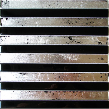 Мозаика SF-12328 Crystal фольгировнное серебро с черным 30,5x30,5 Keramissimo