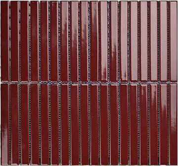 Мозаика Y15F736 Strip Красный глянцевый 1.5х14.5 29.4х31.3 Porcelain mosaic