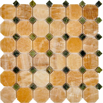 PIX210 Мозаика Honey onyx, Dondong из оникса и мрамора полированная 48x48 305х305x8 Pixmosaic