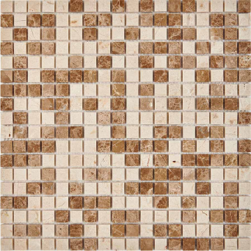 PIX273 Мозаика Emperador Light, Crema Nova из мрамора полированная 15x15 305х305x4 Pixmosaic