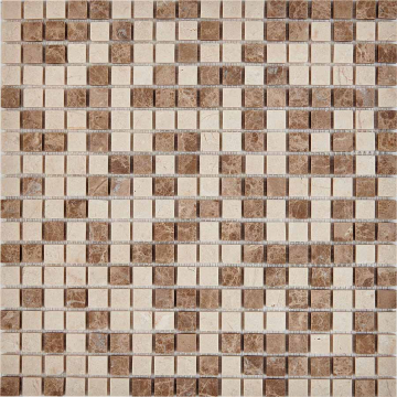 PIX275 Мозаика Emperador Light, Crema Nova из мрамора матовая 15x15 305х305x4 Pixmosaic
