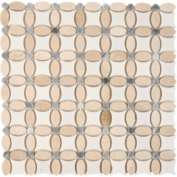 PIX281 Мозаика Cream marfil, Thassos, Athens grey из мрамора полированная 32x32 336х336x8 Pixmosaic