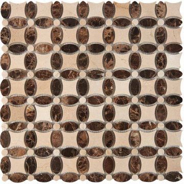 PIX283 Мозаика Cream marfil, Dark Еmperador из мрамора полированная 32x32 336х336x8 Pixmosaic