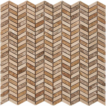 PIX289 Мозаика Light Emperador, Cream marfil из мрамора полированная 27x10 298х307x8 Pixmosaic